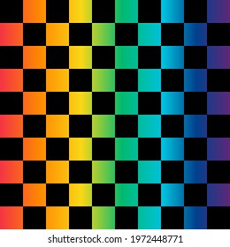 Black and rainbow squares seamless pattern.Checkered flag. Vector illustration.	