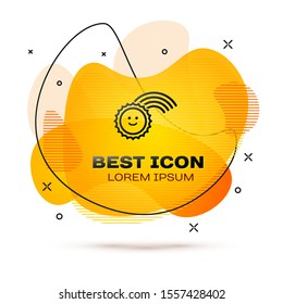 Black Rainbow with sun icon isolated on white background. Abstract banner with liquid shapes. Vector Illustration