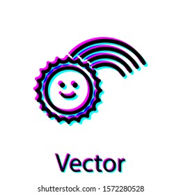 Black Rainbow with sun icon isolated on white background.  Vector Illustration