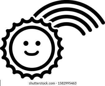 Black Rainbow with sun icon isolated on white background.  Vector Illustration