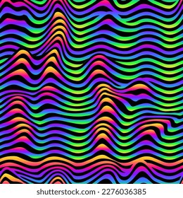 Black and rainbow wavy lines. Seamless pattern