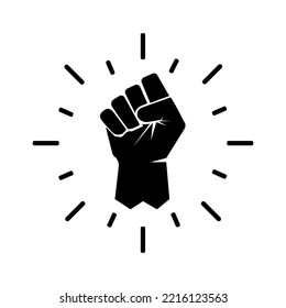 Black raised fist protest symbol icon. Hands clenched power symbol. Black lives important protest. Vector illustration