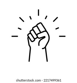 Black raised fist protest symbol icons. Hands clenched power symbol. Black lives important protest. Vector illustration