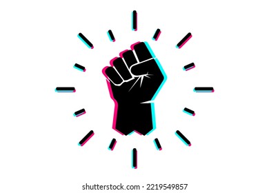 Black raised fist protest symbol icon. Hands clenched power symbol. Black lives important protest. Vector illustration