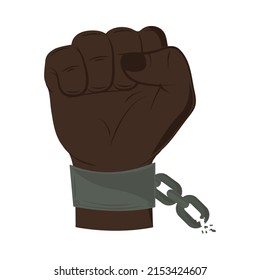 mano alzada negra con cadena, 10 de junio