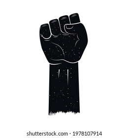 black raised hand isolated style