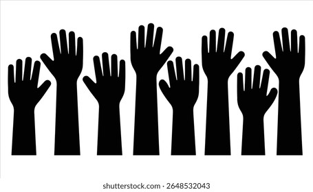 Black Raised Hands Silhouette Illustration	