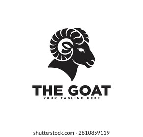 Black ram goat head logo design vector illustration