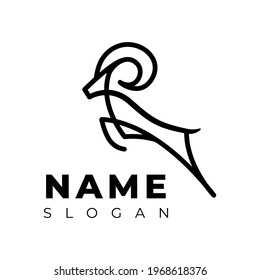 Black ram jumping with text logo design inspiration