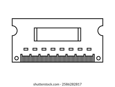 Black ram memory chip icon on white background