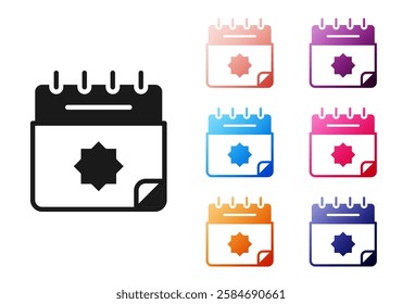 Black Ramadan calendar icon isolated on white background. Ramadan kareem and Islamic symbols. Set icons colorful. Vector