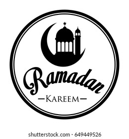 black ramadan kareem emblem, islamic traditions ramadan kareem month celebration greeting card vector illustration