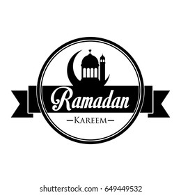 black ramadan kareem emblem, islamic traditions ramadan kareem month celebration greeting card vector illustration