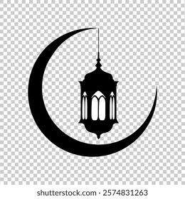 black Ramadan lantern vector illustration icon