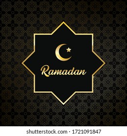 BLACK RAMADHAN BACKGROUND VECTOR - Paper Cut Syle with black and yellow/gold/orange color as main color
