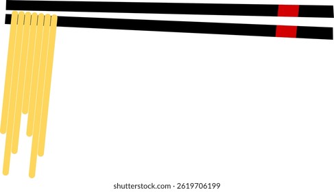 Black Ramen Chopsticks Illustration with Red Lines