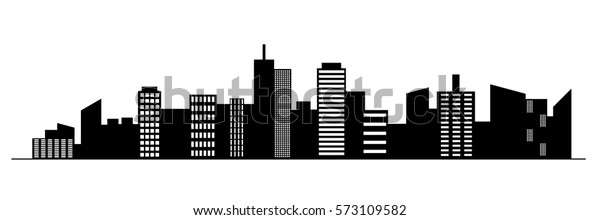 Black random city skyline Vector on white background.