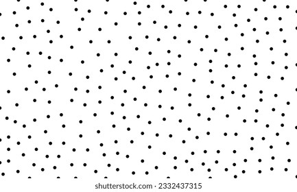 Black random dots on white background. Polka dot seamless pattern background. Vintage texture.