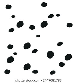 Black random dots on white background. Polka dot pattern. 