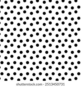 Black random dots on a white background. Background with seamless polka dot pattern, vector black and white print with hand-drawn dots, for printing on fabric.