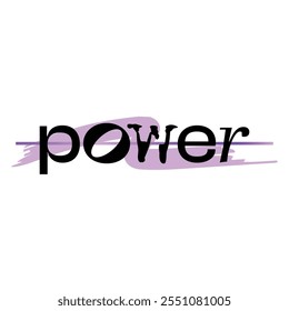 Black Random font Power Typography Art with Pink Brush Banner
