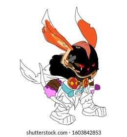 Black Ranger rabbit design illustrations 