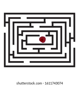 Лабиринт.Labyrinth black and raspberry berry. Vector drawing on an isolated white background. Raspberries in low poly style. EPS 10 format. Puzzle for children's magazines.
