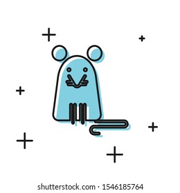 Black Rat icon isolated on white background. Mouse sign.  Vector Illustration