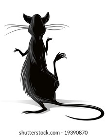 black rat isolated on white background vector illustration