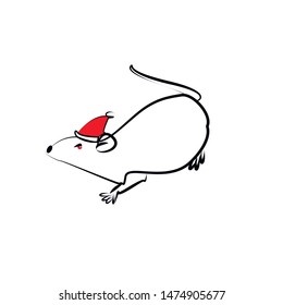 The black rat mouse forces 2020 new year on a white background.  Vector.  Illustration for books, souvenirs, postcards, notebooks, magnets, stationery.  Ready-made print for your design in cartoon 