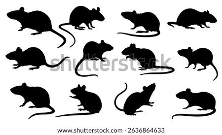 black rat mouse silhouette collection vector rodent icon set animal bundle