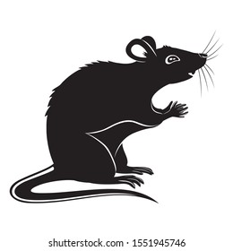 Black rat sign on a white background.