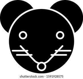 Black Rat zodiac sign icon isolated on white background. Astrological horoscope collection.  Vector Illustration