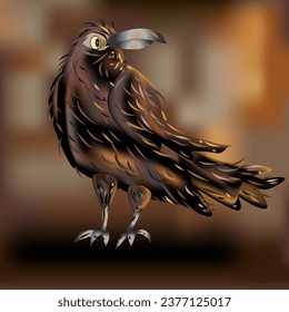 Black Raven Bird Vector Illustration