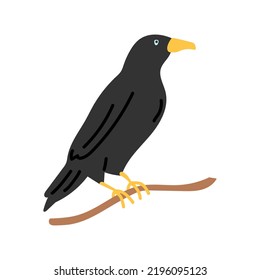 The black raven. Halloween collection. Flat vector illustration