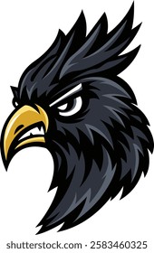 Black raven head angry bird mascot