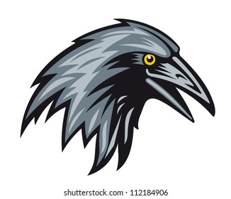 Black raven head for mascot. Vector illustration