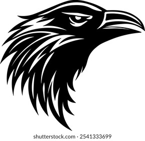 black raven head without background