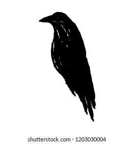 Black Raven Silhouette Isolated On White Stock Vector (Royalty Free ...