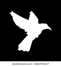 Black raven isolated on black background grunge style. Hand drawn crow vector illustration.