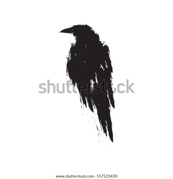 Corbeau Noir Isole Sur Fond Blanc Image Vectorielle De Stock Libre De Droits