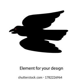 Black raven logo. isolated on white. Post crow. Vector illustration.
