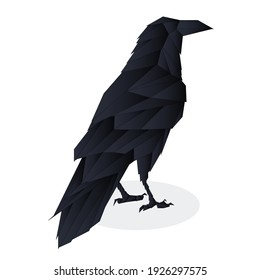 Black raven in origami style