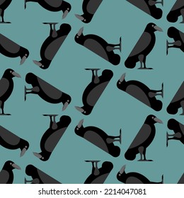 Black Raven Pattern seamless . Black crow Background. symbol of death