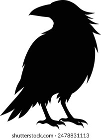 black raven silhouette illustration, raven bird vector silhouette