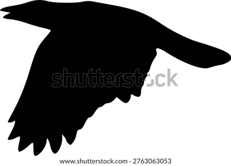Black Raven Silhouette Soaring in Flight