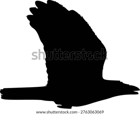 Black Raven Silhouette Soaring in Flight