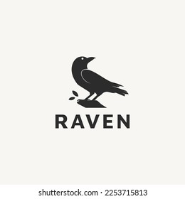 black raven silhouette vector logo design illustration 2