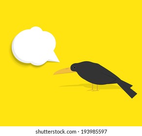 black raven with speech bubble