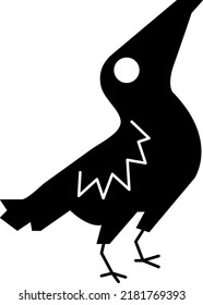 Black raven vector with transparent background. Black bird drawing. Animals for Halloween, symbol of mystery and terror.